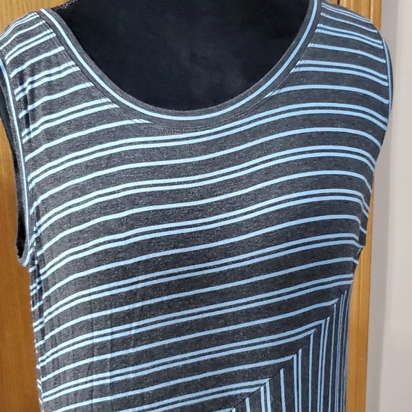 Cabi stretch asymmetric striped t-shirt sleeveless maxi dress - Picture 2 of 7